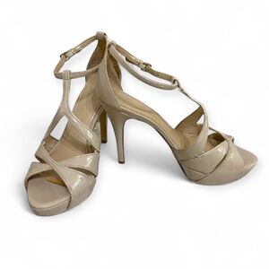 Marc Fisher Light Natural Tranquil patent leather heels